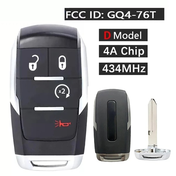 2019-2022 Dodge Ram Pickup HD 2500-5500 / 4-Button Smart Key / PN: 68365327AB / GQ4-76T (AFTERMARKET)
